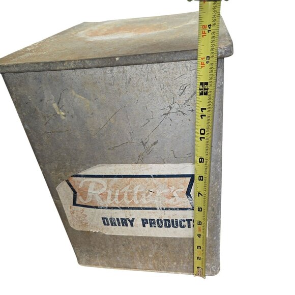 Vintage Metal RUTTER'S Dairy Porch Milk Box with white Milk Jug - Picture 13 of 13